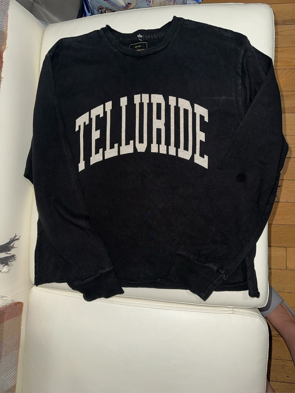 Original Retro Brand Black Crewneck Sweater with Gold Logo Trim